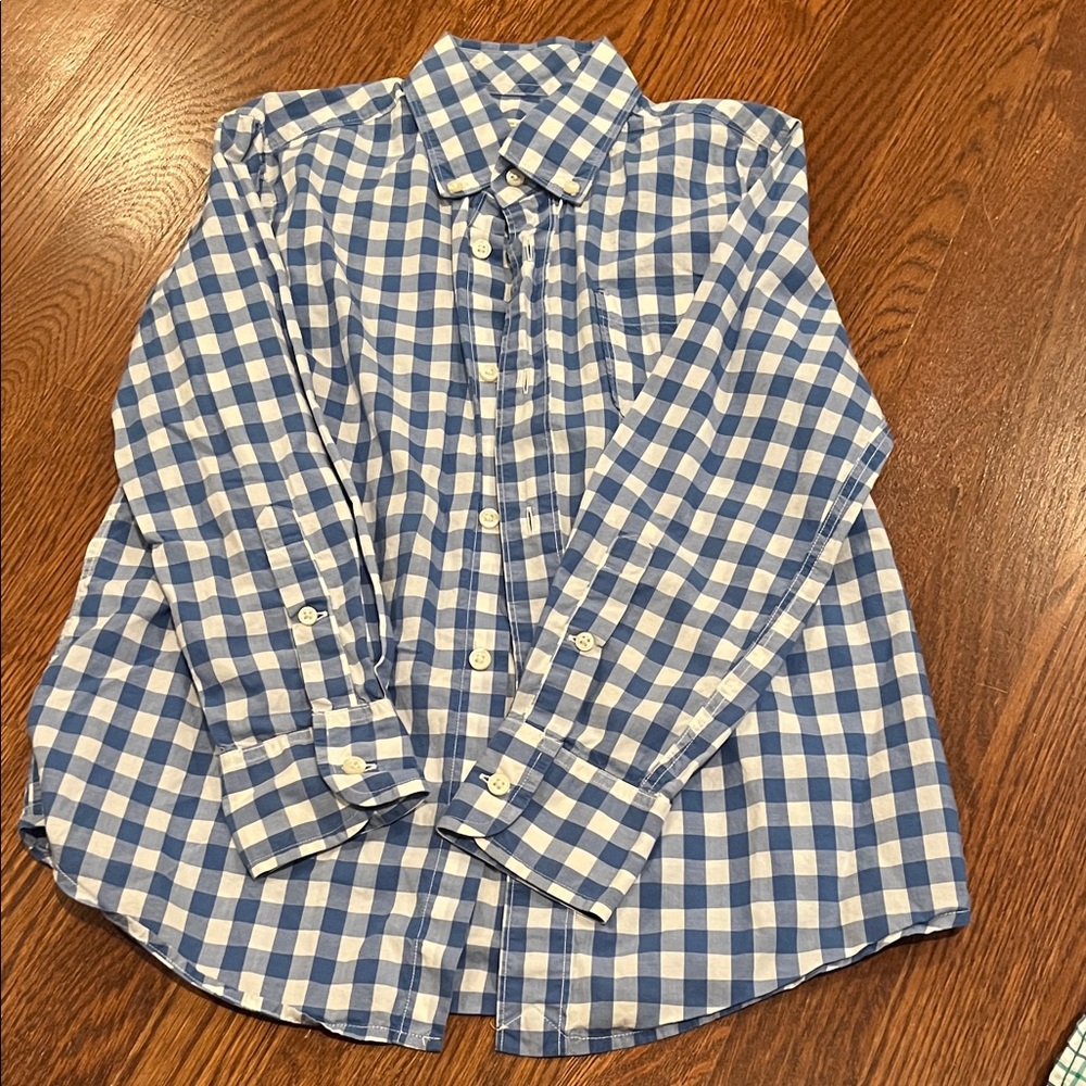 Crewcuts Blue and White Checked Button-Down Shirt